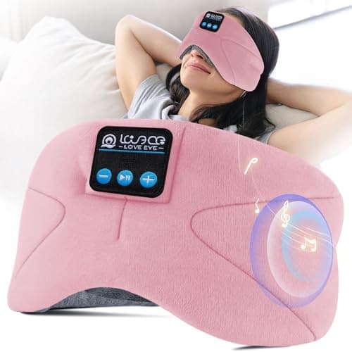 LOVE EYE Sleep Headphones Bluetooth 5.4 Sleeping Eye Mask Wireless Music Earphones with HD Speakers for Side Sleepers Total Blackout Cotton Mask for Travel, Home, Office, Unique Gifts - Image 1