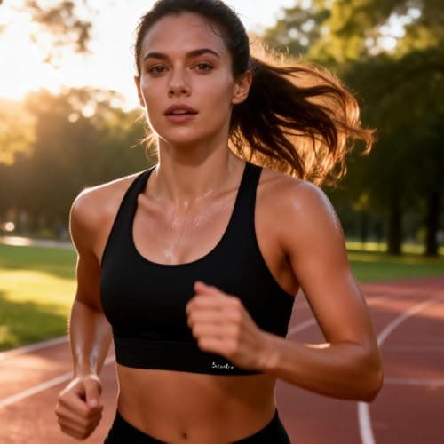 BaseTry High Impact Sports Bra for Women - Padded Seamless Support Bra for Yoga Gym Workout Fitness -High Support Running Bra (US, Alpha, Large, Regular, Regular, CoolBlack) - Thumbnail 5