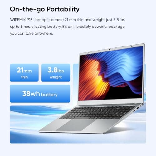 2026 Lightweight15.6” Laptop 16GB RAM 256GB SSD for Work School Home,Silver - Thumbnail 4