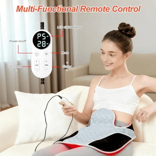 Red Light Therapy for Neck and Shoulders 3-in-1 LED Bead 660nm&850nm Infrared Light Therapy Belt for Neck Waist Back with Timer Remote Control Wearable Suitable for Home and Office Use - Thumbnail 6