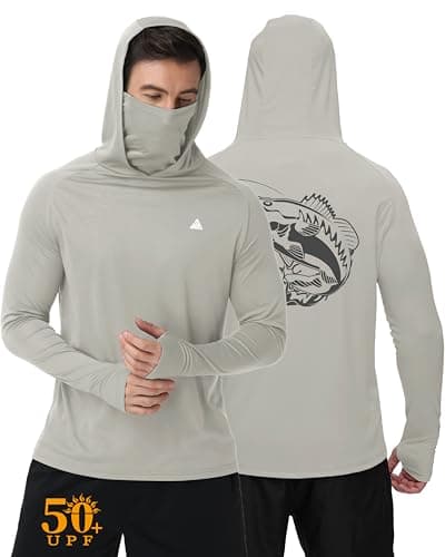 ZITY Fishing Shirts for Men UPF 50+ Sun Protection Hoodie Long Sleeve UV SPF Rash Guard with Face Mask Fast Dry Athletic Shirt Grey X-Large - Image 1