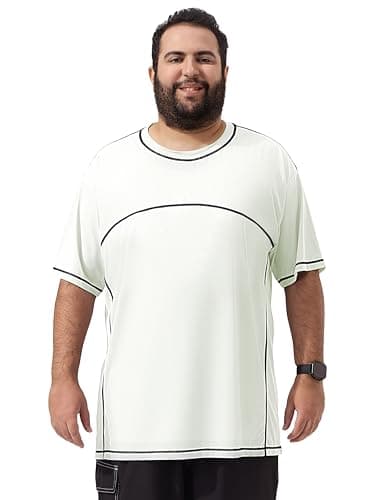 Arcweg Mens Big and Tall Swim Shirt UPF 50+ Sun Protection Rash Gard T-Shirt Quick Dry XL-6XL White - Image 1