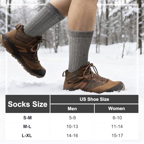 Juedverty Ultra Thick Thermal Merino Wool Socks for Men and Women，Fleece Lined Winter Hiking Warm Boot Work Socks 3 Pairs - Thumbnail 6