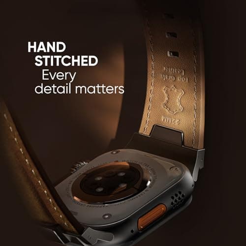 Suitisbest Leather Bands Compatible for Apple Watch Band 42mm 41mm 40mm 38mm, Genuine Leather Rugged Durable Metal Connector Replacement Strap for Women Men iWatch 11 10 9 8 7 6 5 4 3 SE - Thumbnail 3