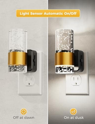 Night Light, 1-Pack Decorative Night Lights Plug into Wall, Dimmable Night Light with Auto Light Sensor, Bright White 5000K, Wall Sconce-style Design Nightlight for Bathroom,Bedroom,Hallway - Thumbnail 2