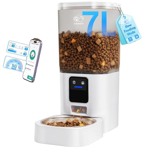 Automatic Cat Feeder with 5G WiFi: Automatic Dog Feeder with Slow Feed & Smart APP Control, 7L Timed Auto Cat Food Dispenser with Alexa for Pets, Detachable for Easy Cleaning - 29 Cups - Image 1