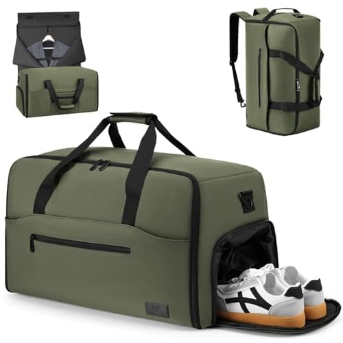 RJEU Convertible Garment Bags for Travel, 47L Garment Duffle bag for Hanging Clothes, 3 in 1 Suit Travel Bag for Business Trips with Shoulder Strap, Carry On Suit Luggage for Men,Green - Image 1
