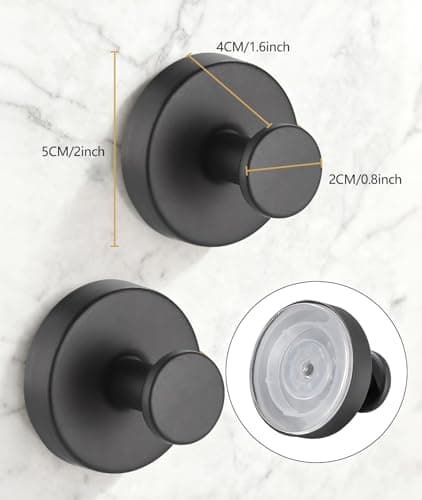 Irosiy Luxe Hold No Drill Hooks 10LB Strong Stainless Steel Suction-Cup-Wreath-Hooks, 6 Pack Wreath-Door-Hanger Easter Valentine Spring Summer Fall Welcome Sign for Front Door Indoor Outdoor (Black) - Thumbnail 3