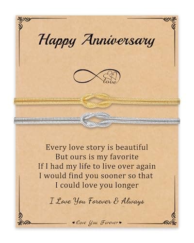 Sistble Anniversary Bracelet Gifts for Women, Happy Anniversary Bracelet Gifts for Couple Love Knot Bracelets Infinity Gold Silver Snake Chain 1st 25th 50th Jewelry Gift - Thumbnail 2