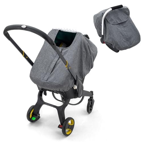 Baby Car Seat Cover for Doona, Waterproof Carseat Cover with Plush Dots Lining, Warm & Snug Infant Car Seat Canopy with Privacy Shield & 2 Vents, Baby Carrier Cover Weather Shield for Boys Girls