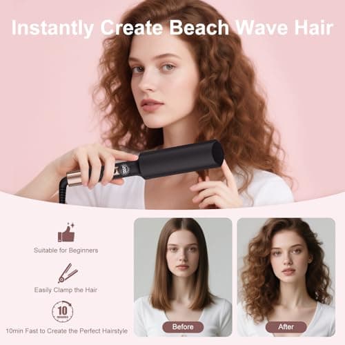 Waver Curling Iron Hair Crimper 3/4 Inch, Ionic Deep Waver Hair Curler Tool, 5 Temp Dual Barrel Mini Portable Curling Wand, Dual Voltage, Anti-Scalding Fast Heating for Short and Long Hair - Thumbnail 5