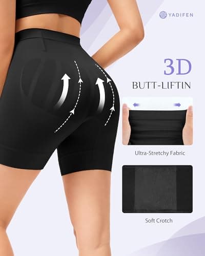 YADIFEN Shapewear for Women Tummy Control, Mid Waist Body Shaper Shorts Butt Lifting Seamless Shapewear Under Dresses - Thumbnail 2