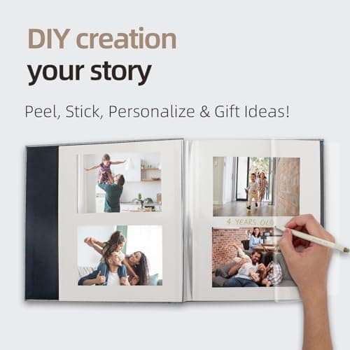 Vienrose Photo Album Self Adhesive 4x6 5x7 3x5 8x10 Scrapbook Album DIY Scrap Book with A Metallic Pen (11"x10.6" 60 Pages,Red) - Thumbnail 2