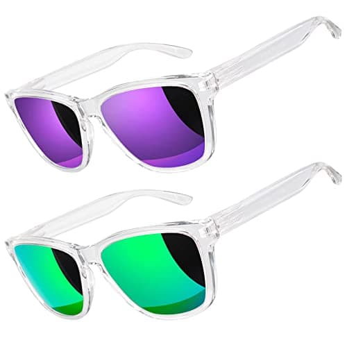 LINVO Polarized Sunglasses for Women Men, Clear Frame Colorful Mirrored Sun Glasses with UV Protection - Image 1