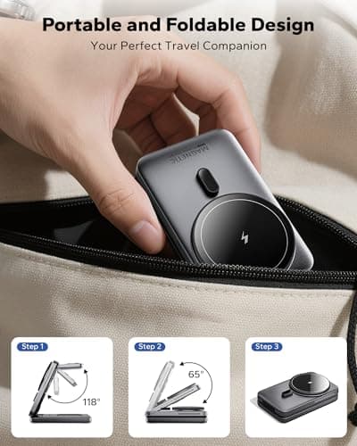 KPON Foldable 3in1 Charging Station for Magsafe, Travel Phone and Watch Charger for Apple, Wireless Charging Dock for Multiple Devices iPhone 17 16 15 14 13 12 Series/Apple Watch/Airpods - Thumbnail 4