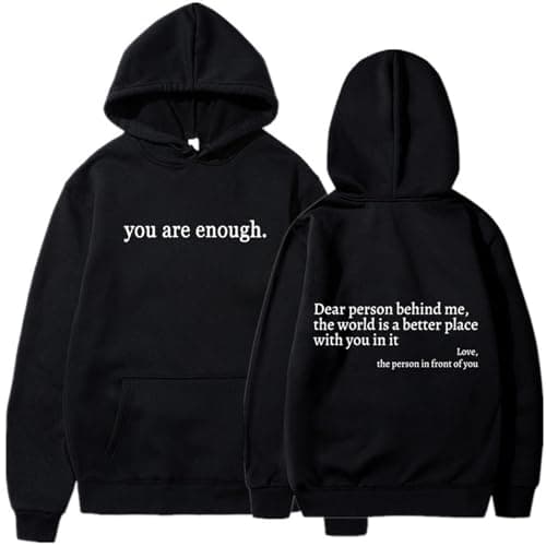 Enthowother Dear Person Behind Me Sweatshirt Hoodie,Halloween Sweatshirt White Hoodie (Black Hoodie,3XL) - Image 1