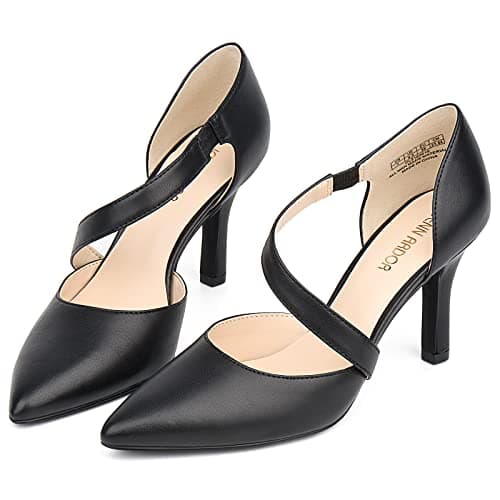 JENN ARDOR Women's Black Closed Toe Heels for Women 3 inch Stilettos Professional D'Orsay Pumps Sexy Ankle Strap Pointed Wedding Bride Evening Party Office Ladies Dress Shoes High Heels size 9 - Thumbnail 3