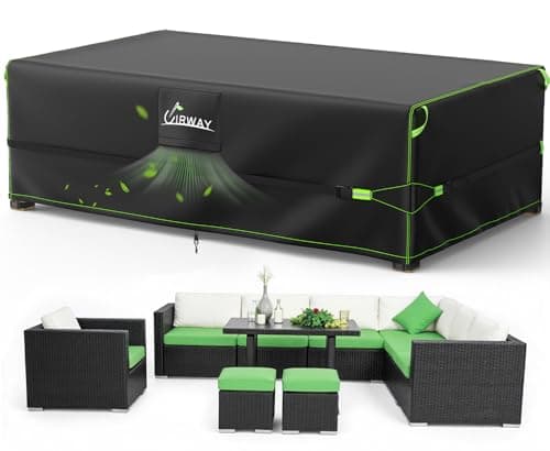 UIRWAY 600D Patio Furniture Covers-Upgraded 5 Layers Tough Oxford Fabric Waterproof Outdoor Table Cover for Heavy Duty Table and Chairs with Triple-Layer Windproof Design Fits 98" L × 78" W × 32" H - Image 1