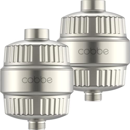 Cobbe HD HEAVY DUTY High Output Shower Filter 2 Pack – 99% REMOVAL Shower Head Filter for Hard Water, Heavy Metals, Chlorine and Harmful Substance, Improve your skin and hair, Brushed Nickel - Image 1