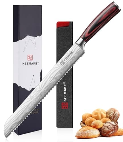 KEEMAKE 10 Inch Bread Knife for Homemade Bread - Ultra Sharp for Serrated Sourdough, Crusty Artisan Loaves, Bagels & Cake, High Carbon Stainless Steel Slicing Knife with Cover & Mom Gift Box - Image 1