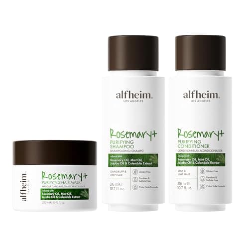 ALFHEIM Rosemary 3-piece set of shampoo, conditioner and hair mask Deep Cleansing Scalp Care Strengthens Roots & Prevents Flatness Sulfate & Paraben-Free for Oily Scalp & Sensitive Skin - Image 1
