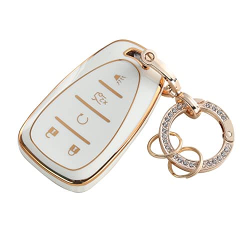 RUABIBAN Key Fob Cover Compatible with Chevy, Soft TPU Key Case Protection Shell Fit for Chevrolet Equinox Malibu Camaro Traverse - Image 1