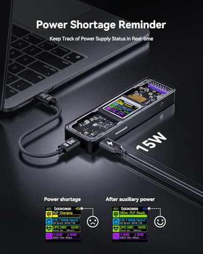 DOCKCASE Explorer Edition M.2 NVMe SSD Enclosure,Support 10s PLP Prevents Write Data Loss,USB 3.2 Gen 2 Type-C (10 Gbps), fits NVMe PCIe,Size 2230/2242/2260/2280,Support M-Key B+M Key UASP - Thumbnail 5