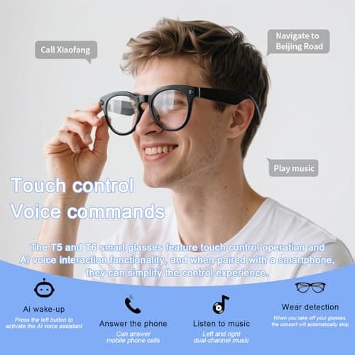 SZXWL AI Smart Glasses with Camera, 8MP Anti-Shake Camera Glasses, Voice Assistant, Supports Photo/Video/Audio Recording, with AI Assistant/AI Translation/Bluetooth Calling (Anti-Blue Light Glasses) - Thumbnail 3