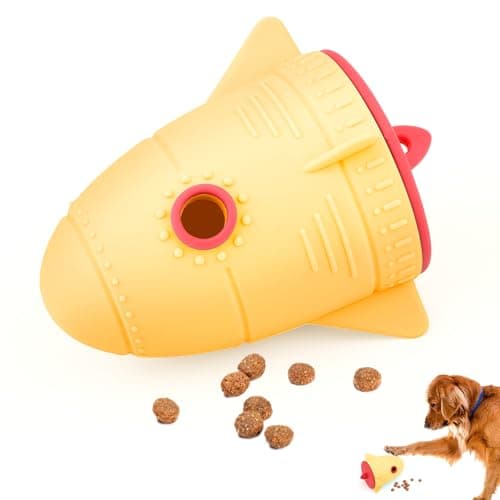Dog Treat Toys for Medium Dogs & Small Dogs, Silicone Dog Toy Treat Dispenser Slow Feeder, Dog Interactive Toys for Boredom, Dog Enrichment Toys to Keep Them Busy, Interactive Dog Toy 1 Pack (Yellow) - Image 1