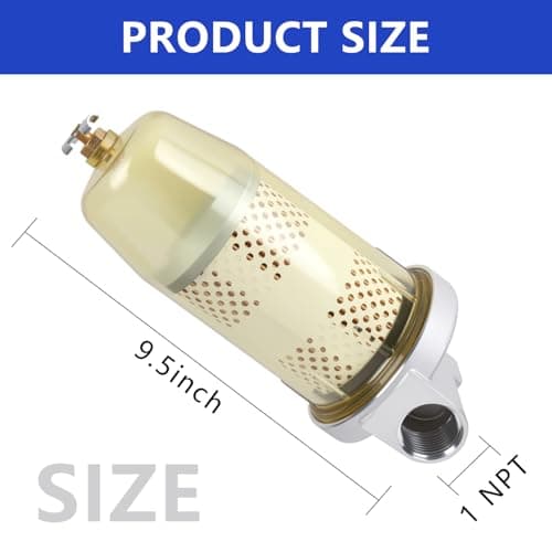 AUIVERED B10-AL 496 Fuel Tank Filter Assembly with Wrench - Replacement for Gasoline and Diesel Water Separate - 30 Micron Max 25 Gpm 150 Psi with 1” NPT Top Cap - Thumbnail 6
