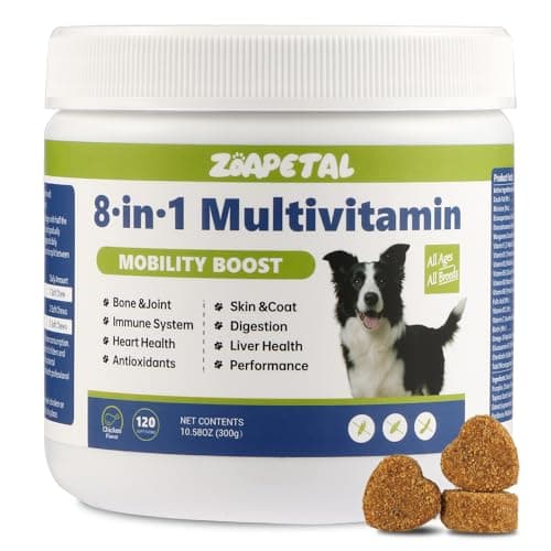 Dog Multivitamin Soft Chews – Glucosamine, Chondroitin, Probiotics & Omega-3 for Joint, Skin & Coat, Heart, Digestive & Immune Support – Chicken Flavor, 120 Soft Chews, ZOAPETAL - Image 1