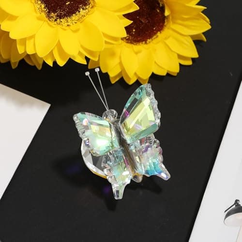 MysticGlitz Iridescent Crystal Butterfly Figurine - Hand-Cut Faceted Glass Butterfly Decor, Rainbow Maker Sculpture for Home Office Desk, Unique Butterfly Gifts for Women Mom Birthday Mother's Day - Thumbnail 5