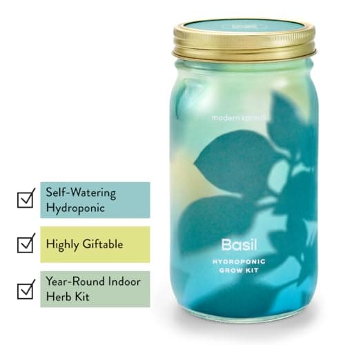 Modern Sprout New & Improved Mason Jar Grow Set, Indoor Herb Garden, Seed Starter Set, Sprouting Jar Planter, Organic Seeds, Hydroponic Growing (Basil + Lavender) - Thumbnail 4