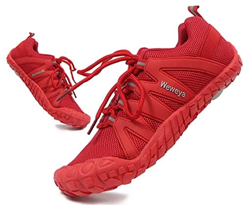 Weweya Breathable Women's Minimalist Barefoot Trail Running Shoes Comfortable Tennis Sneakers Red US Size 5 - Image 1