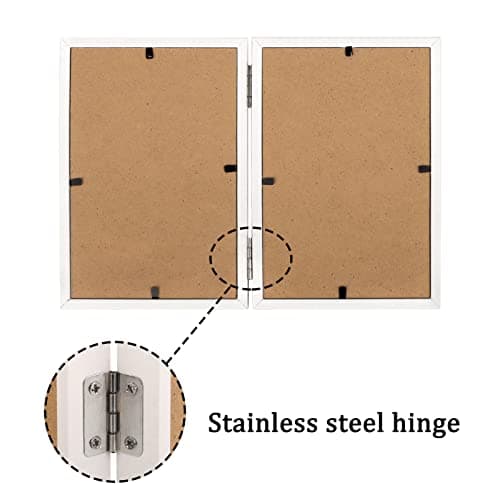 ORIVAN 4x6 Double Picture Frames Hinged Folding Photo Frames Vertical Stand Frames (White) - Thumbnail 6