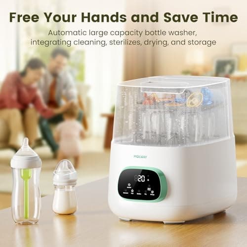 MOLWAY【Upgraded】Bottle Washer Pro, All-in-One Baby Bottle Washer and Sterilizer & Dryer, Cleaning Machine for Bottles, Pump Parts & Baby Essentials, Effortless Care, Replaces Hand Washing - Thumbnail 2