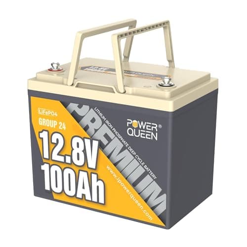 Power Queen 12V 100Ah LiFePO4 Battery, Group 24 RV Lithium Battery, 15000+ Deep Cycles Battery with BMS Protection for Trolling Motor, Travel Trailer, Motorhome, Solar - Image 1