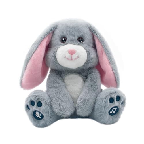 YH YUHUNG Easter Bunny Interactive Talking Plush Toy, Voice Repeat & Record, 10 Songs with Flapping Ears, Volume Control, Animated Stuffed Rabbit Easter Basket Stuffers for Toddlers Kids, Soft Gray - Image 1