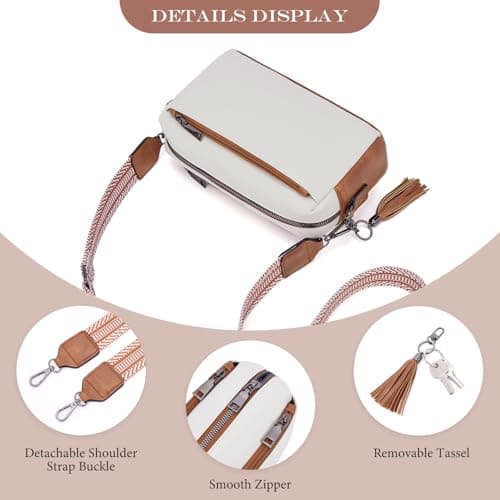 Roulens Triple Zip Small Crossbody Bag for women,Wide Strap Cell Phone Purse Shoulder Handbag Wallet with Credit Card Slots - Thumbnail 6