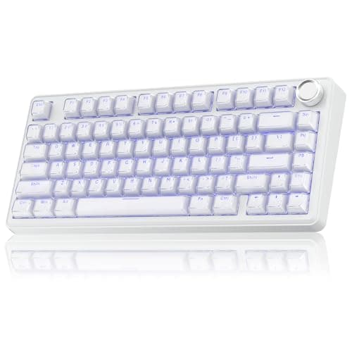 SOLAKAKA A75 Wireless Gaming Keyboard with Multifunction Knob, BT5.0/2.4GHz/USB-C, 75% Mechanical Keyboard, Hot-Swappable, Gasket Creamy Keyboard with RGB Backlit, Crystal Keycaps, for PC/Mac/PC - Image 1