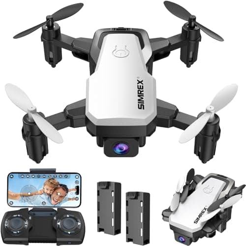 SIMREX Drone With Camera for Kids Adults,Mini RC Quadcopter Foldable,Altitude Hold, 3D Flip, Headless Mode, Gravity Control, 2 Batterie, Gifts for Kids, Adults, Beginner (New White) - Image 1