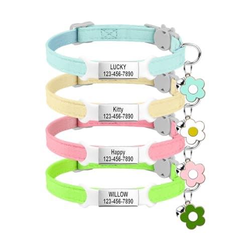 Personalised Glow in The Dark Cat Collar with Bell, Adjustable Breakaway Safety Luminous Collar with Stainless Steel Name Tag Fluorescent Glow (Grow in The Dark) - Thumbnail 2