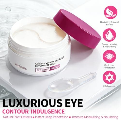HUiPENGFEI Eye Care Set - Calcium Multi Balm Stick + Deep Hydrating Under Eye Patches 30 Pairs, Nourishing Calcium Volume Balm, Collagen Moisturizing, Gentle on Skin, Eyes Care & Daily Skincare - Thumbnail 5