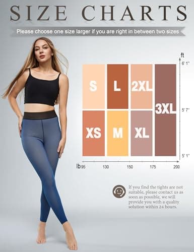 KBVOT Fleece Lined Tights Women Sheer Warm Pantyhose Leggings Fake Translucent Thermal Winter Thick Tights for Dresses - Thumbnail 6