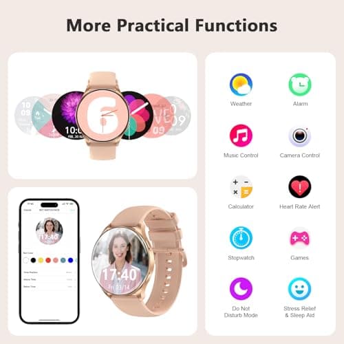 Blackview Smart Watch for Women(Make/Answer Calls), 1.43''AMOLED Touchscreen Fitness Tracker with 100+ Sports Modes, Heart Rate/SpO2/Sleep Monitor/2 Straps, Smartwatch for iPhone & Android - Thumbnail 6