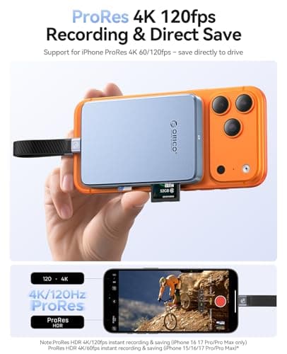 ORICO 10Gbps Magnetic M.2 NVMe SSD Enclosure with USB-C Dock Compatible for Phone 17/16/15 Pro/Max/Plus ProRes Recording TF/SD Card Slot PD 100W for 2230/2242/2260/2280 B+M M-Key Diskless AP80F Green - Thumbnail 4