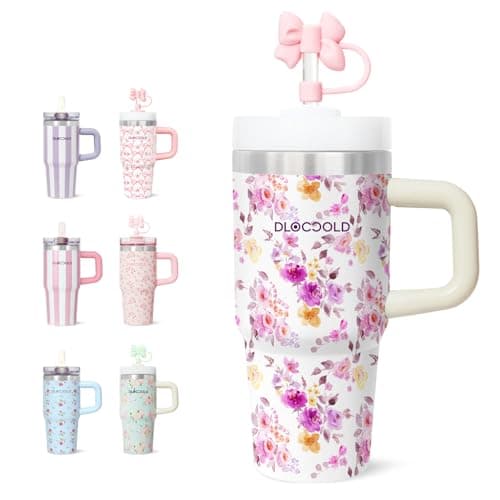 DLOCCOLD 16 oz Stainless Steel Tumbler with Lid and Straw, Double Wall Vacuum Insulated Travel Tumbler with Straw Cover Cap, Reusable Travel Coffee Mug, Cupholder Friendly, Leak Resistant - Image 1