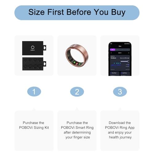 POBOVi Ring OnePlus - Ultra-Thin Titanium Smart Ring - 7 Days Battery Life - Fitness/SPO₂/Stress/HR/Sleep Skin Temperature Tracker - No App Fee - iOS&Android Compatible (Rose Gold, 9) - Thumbnail 2