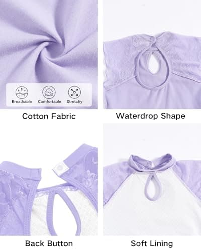 JiAmy Girls Ballet Leotards Cutout Back Dance Outfit Toddler Lace Dress Combo with Removable Skirt Purple 4-5 Years - Thumbnail 5