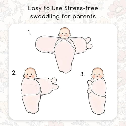 CIVARUA KIDS Baby Swaddles for Newborn Organic Cotton,Soft & Snug Newborn Velcro Swaddle 0-3 Months Sleep Sack Helps Calm Startle Reflex, 2-Pack Wrap Nursery Swaddling Blankets Retro Floral - Thumbnail 6